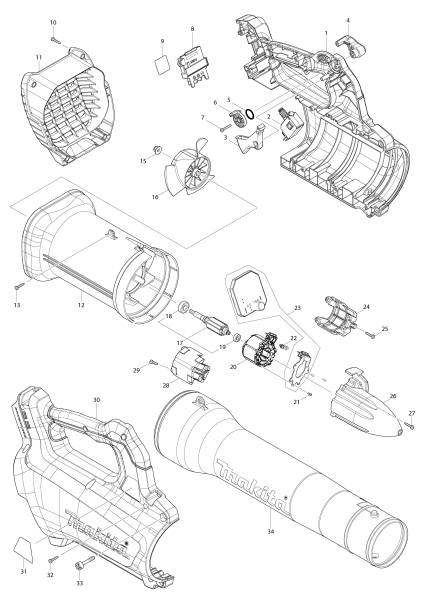 Makita Ersatzteile Akku-Gebläse DUB184