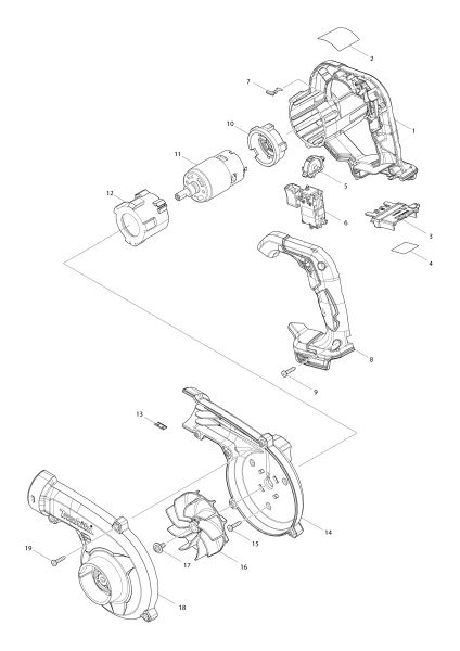 Makita Ersatzteile Akku-Gebläse DUB186