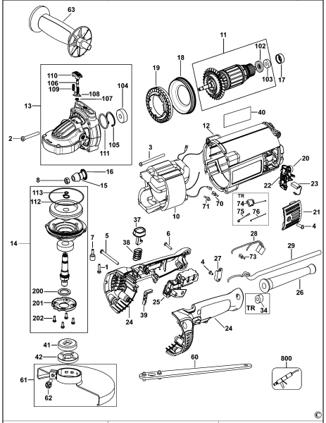 DEWALT Ersatzteile WINKELSCHLEIFER DWE497 Typ: 1 KS