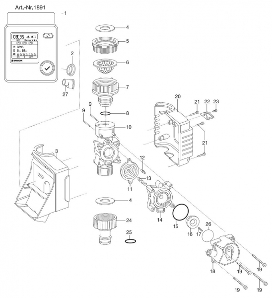 Ersatzteile GARDENA Bewässerungscomputer Select 1891