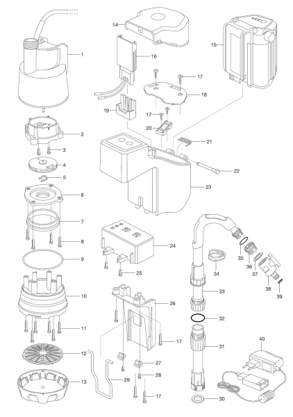 Ersatzteile GARDENA Akku Klarwasser Tauchpumpe 2000/2 Li-18 1748