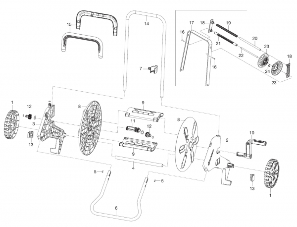 GARDENA Ersatzteile Schlauchwagen AquaRoll M Easy Metall Set 18547