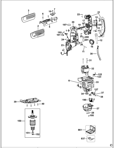 DEWALT Ersatzteile DREHHAMMER D25733 Typ: 1 QS