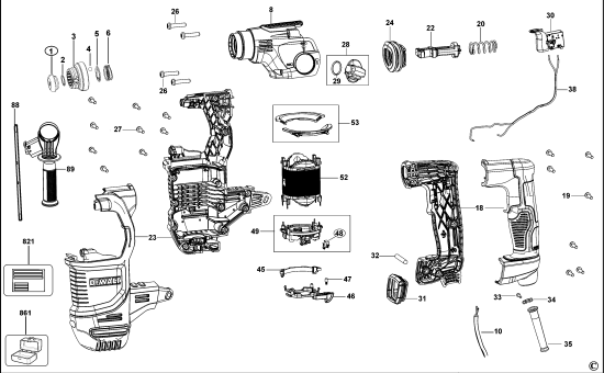 DEWALT Ersatzteile BOHRHAMMER D25333K Typ: 2 QS