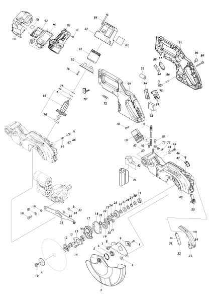Makita Ersatzteile Akku-Kapp- und Gehrungssäge LS002G