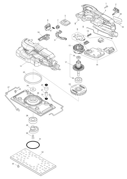 Makita Ersatzteile Akku-Schwingschleifer BO007CG