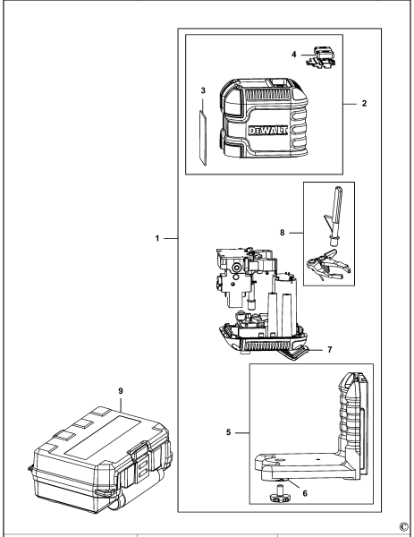 DEWALT Ersatzteile KREUZLINIENLASER DW08802 Typ: 1 XJ