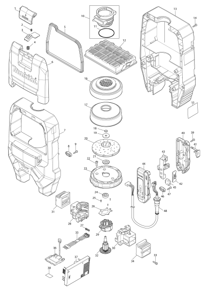 Makita Ersatzteile Akku-Rucksackstaubsauger VC009G