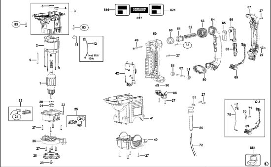 DEWALT Ersatzteile DREHHAMMER D25604 Typ: 3 QS