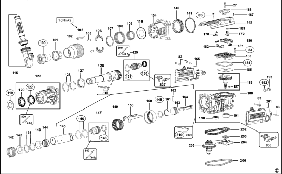 DEWALT Ersatzteile DREHHAMMER D25604 Typ: 3 QS