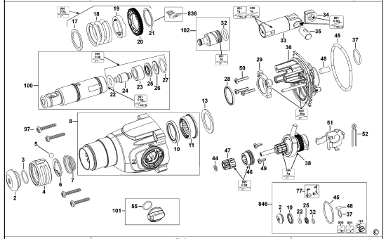 DEWALT Ersatzteile DREHHAMMER DWH24 Typ: 1 KS