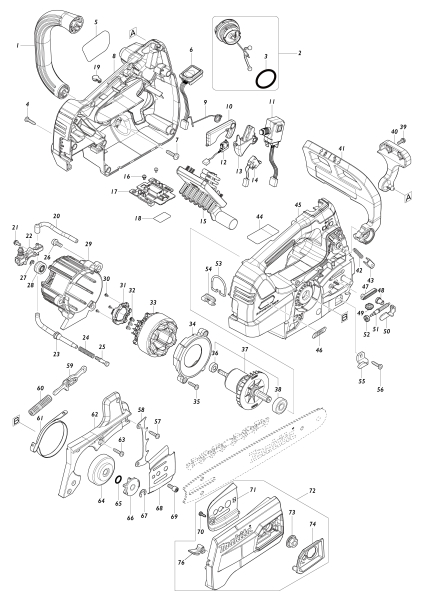 Makita Ersatzteile Akku-Kettensäge UC002G