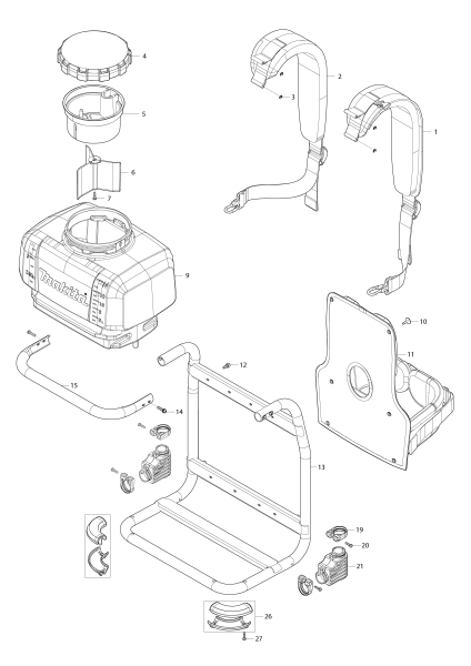 Makita Ersatzteile Akku-Rucksacksprühgerät PM001G