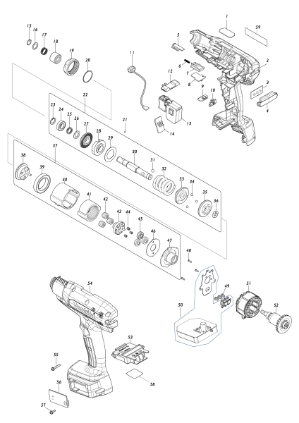 Makita Ersatzteile Akku-Abschaltschrauber DFT129F