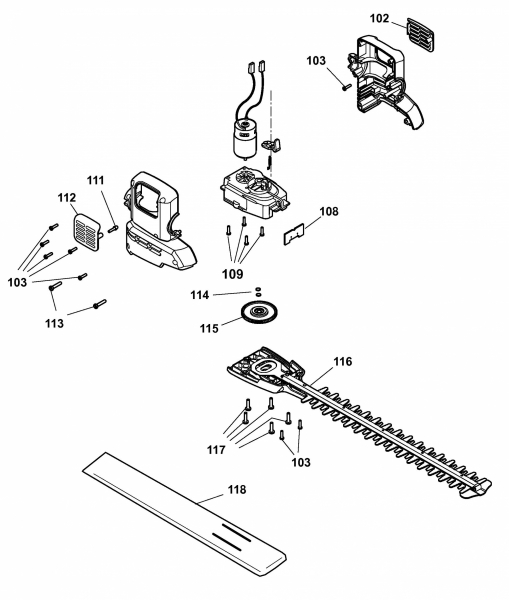 Ersatzteile WOLF-Garten Akku Heckenschere Li-Ion Power HSA 45 V Typ: 7420000 Serie B  (2008) Messer, Messeraufnahme, Motor