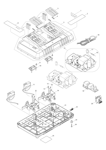 Makita Ersatzteile Doppel-Schnellladegerät DC18RD DC18RD