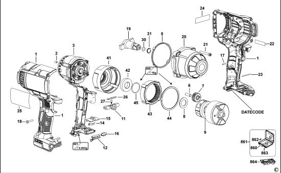 DEWALT Ersatzteile SCHLAGSCHRAUBENSCHL. DCF897 Typ: 1 QW