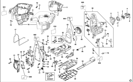 DEWALT Ersatzteile AKKU-STICHSÄGE DCS331 Typ: 10 XJ