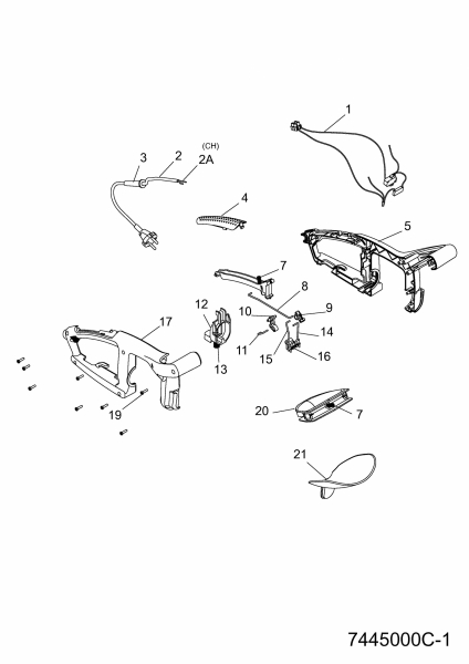 Ersatzteile WOLF-Garten Elektroheckenschere HSE 55 V Typ: 41AFMFEX650  (2019) Griff, Schalter 