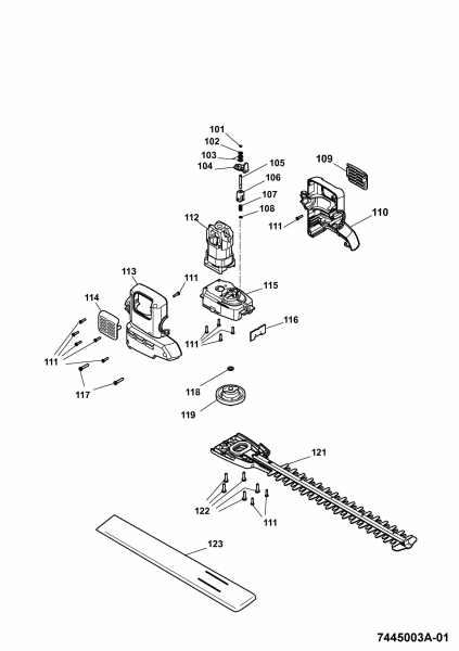 Ersatzteile WOLF-Garten Elektroheckenschere HSE 55 V Typ: 7445003 Serie A  (2007) Messer, Messeraufnahme, Motor 