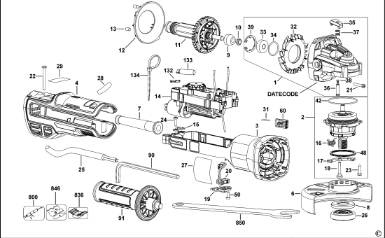 DEWALT Ersatzteile KLEINER WINKELSCHLEIFER DWE4357 Typ: 1 QS