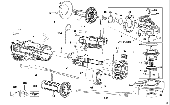 DEWALT Ersatzteile KLEINER WINKELSCHLEIFER DWE4347 Typ: 1 QS