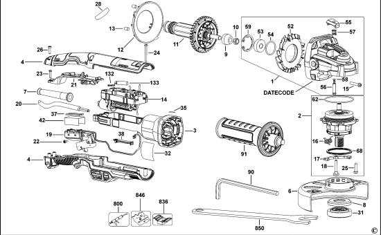DEWALT Ersatzteile KLEINER WINKELSCHLEIFER DWE4377 Typ: 1 QS