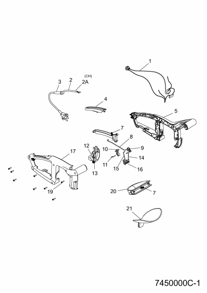 Ersatzteile WOLF-Garten Elektroheckenschere HSE 65 V Typ: 41AFMGE6650  (2017) Griff, Schalter 