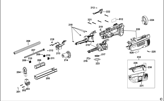 DEWALT Ersatzteile AKKU-BOHRMASCHINE DCH263DH Typ: 1 QW