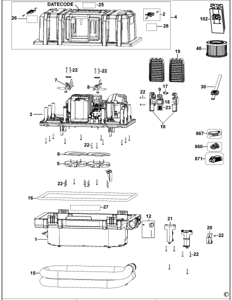 DEWALT Ersatzteile GEBLÄSE DCV586 Typ: 1 QW