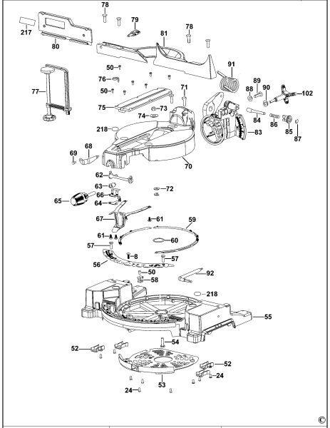 DEWALT Ersatzteile GEHRUNGSSÄGE DWS713 Typ: 20 KS