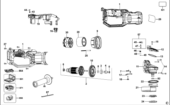 DEWALT Ersatzteile WINKELSCHLEIFER DCG412 Typ: 11 QW