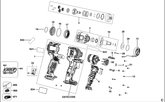 DEWALT Ersatzteile SCHLAGSCHRAUBENSCHL. DCF902C2 Typ: 1 QW