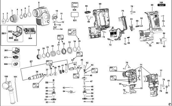 DEWALT Ersatzteile DREHHAMMER DCH273 Typ: 2 QW