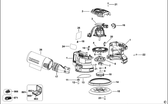 DEWALT Ersatzteile EKZENT.SCHLEIFER DCW210 Typ: 1 QW