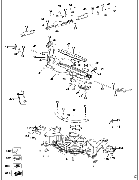 DEWALT Ersatzteile GEHRUNGSSÄGE DCS727 Typ: 1 QW