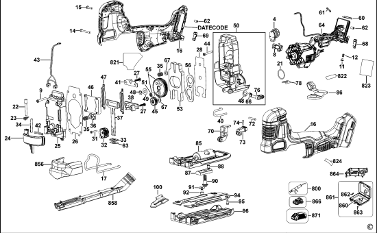 DEWALT Ersatzteile STICHSÄGE DCS335 Typ: 1 QW