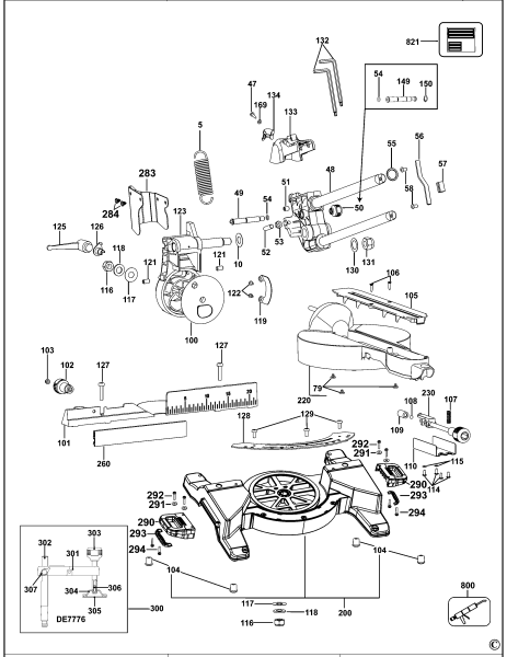 DEWALT Ersatzteile GEHRUNGSSÄGE DWS771 Typ: 2 QS
