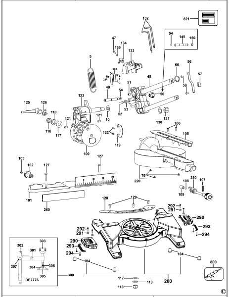 DEWALT Ersatzteile GEHRUNGSSÄGE DWS777 Typ: 2 QS