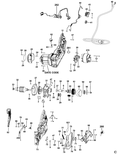 DEWALT Ersatzteile GEHRUNGSSÄGE DWS777 Typ: 2 QS
