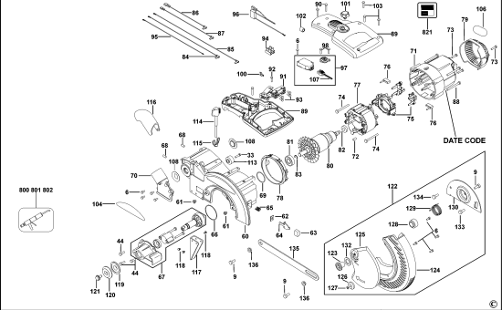 DEWALT Ersatzteile GEHRUNGSSÄGE DW712 Typ: 7 QS