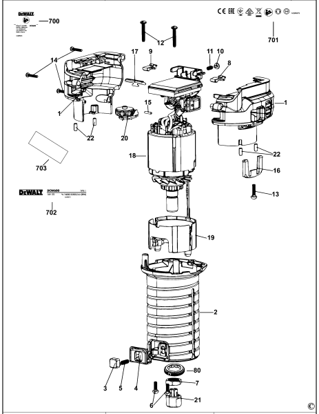 DEWALT Ersatzteile FRÄSMASCHINE DCW600 Typ: 1 QS