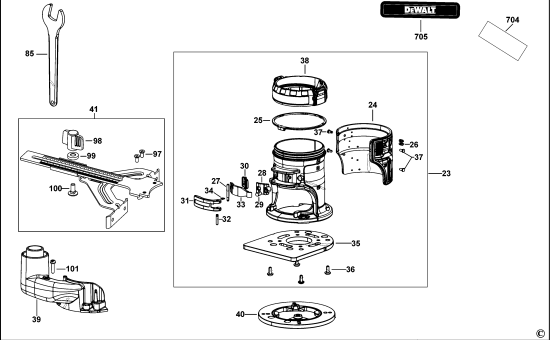 DEWALT Ersatzteile FRÄSMASCHINE DCW600 Typ: 1 QS