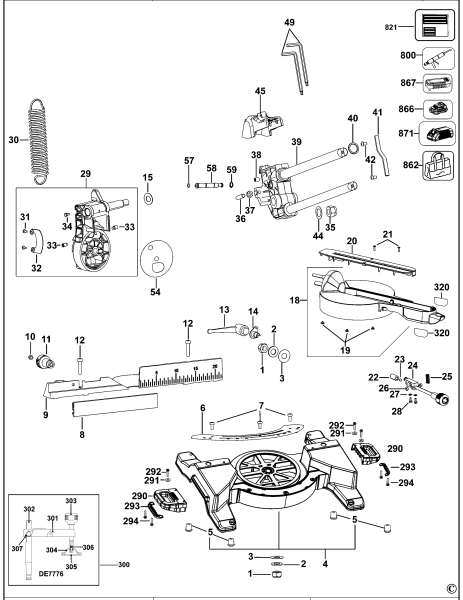 DEWALT Ersatzteile GEHRUNGSSÄGE DCS777 Typ: 2 QS