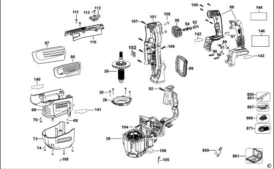 DEWALT Ersatzteile DREHBOHRHAMMER DCH614 Typ: 1 QW