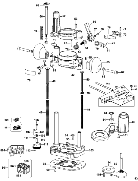 DEWALT Ersatzteile FRÄSMASCHINE DCW604 Typ: 1 QS