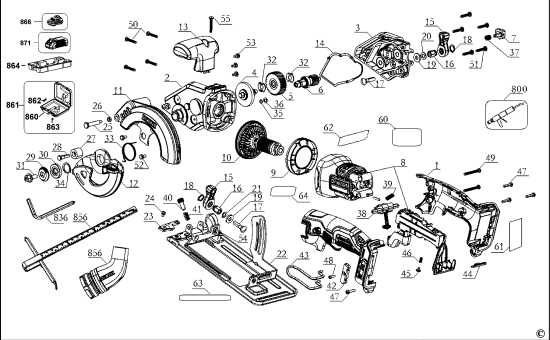 DEWALT Ersatzteile AKKU HANDKREISSÄGE DCS571 Typ: 1 QW