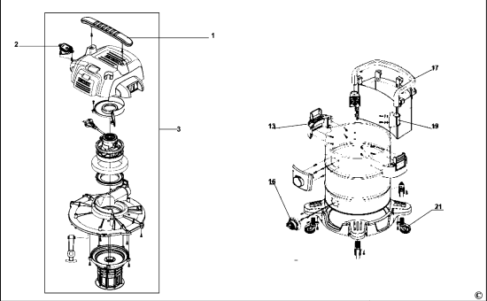 DEWALT Ersatzteile STAUBSAUGER DXV38S Typ: 1 QS