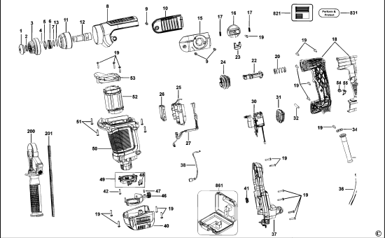 DEWALT Ersatzteile BOHRHAMMER D25416K Typ: 2 XJ