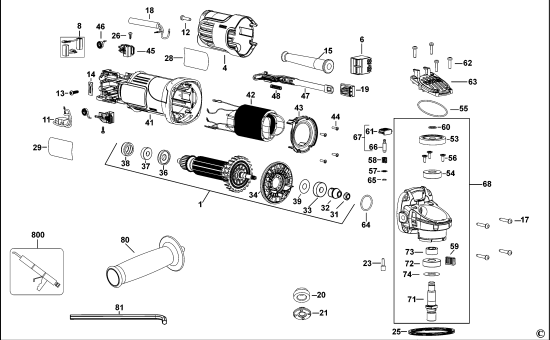 DEWALT Ersatzteile KLEINER WINKELSCHLEIFER DWE46106 Typ: 1 QS
